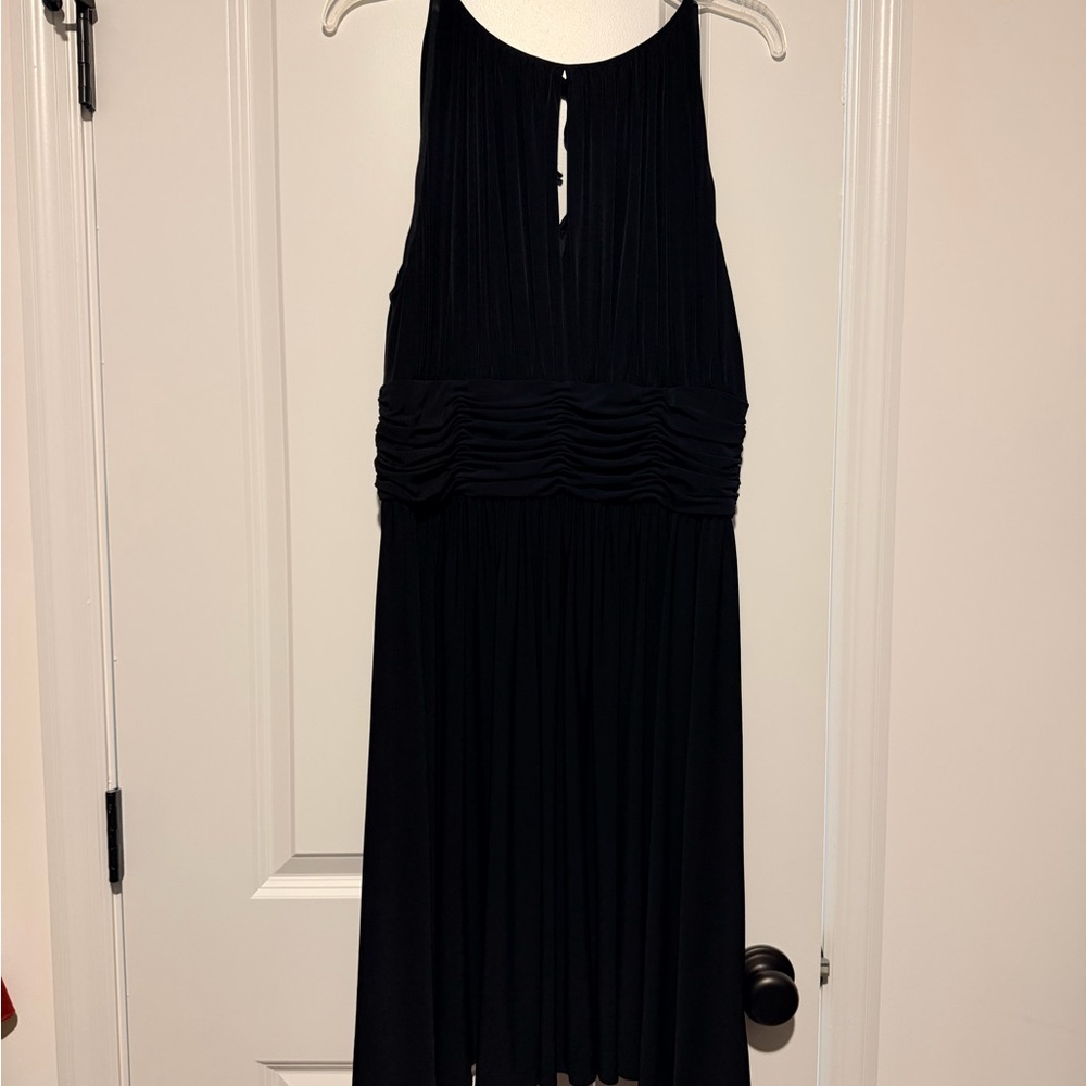 White House Black Market Black Sleeveless Maxi Dress with Ruched Waist
